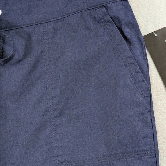 Kim Rogers Capri Pull On Womens Small Crop Linen Blend Navy NEW Summer Beach - Picture 3 of 10
